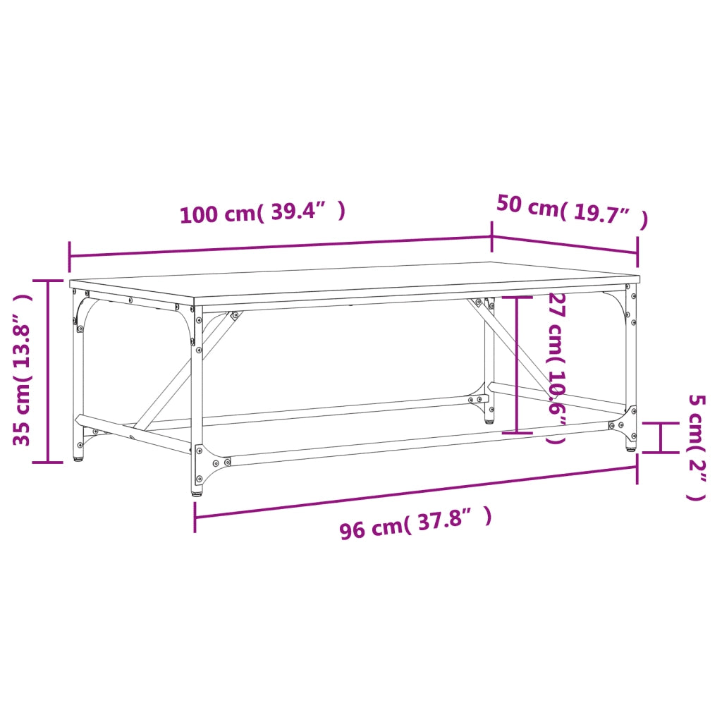 Tavolino da Salotto Rovere Marrone100x50x35cm Legno Multistrato 835333