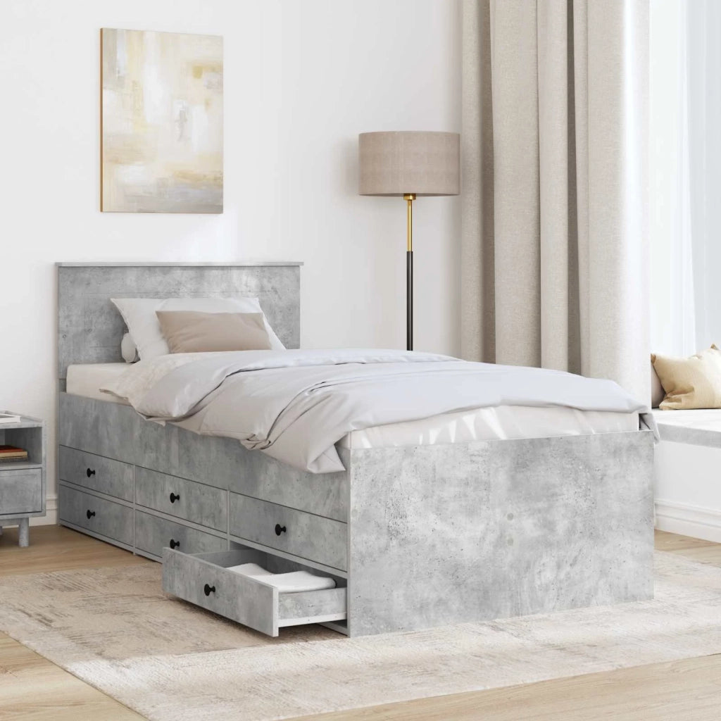 Daybed Grigio Cemento e Nero 90 x 190 cm Legno multistrato