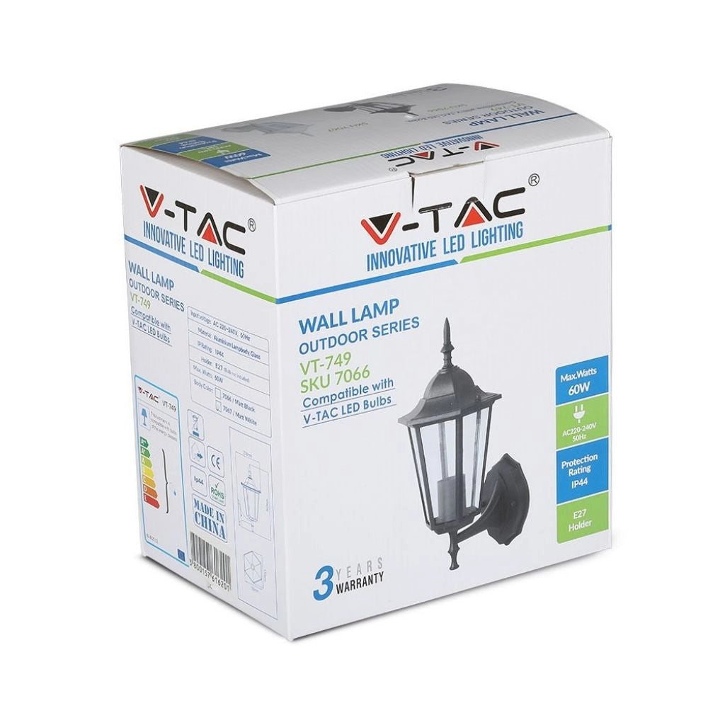 Lampada murale E27 Matt Black Up