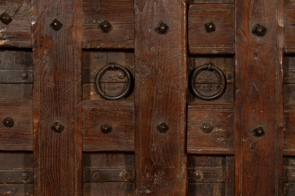 Biscottini Porta portone in legno massello e ferro da interno o da esterno vecchia e antica medievale scorrevole