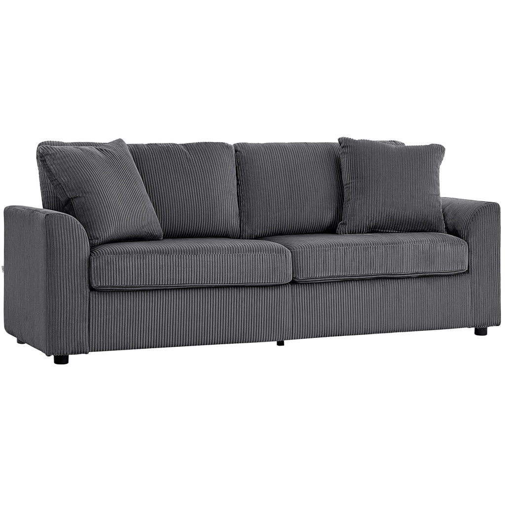 Divano 3 posti in velluto trapuntato con cuscini ¨C zephmum ¨C grigio scuro 212 cm