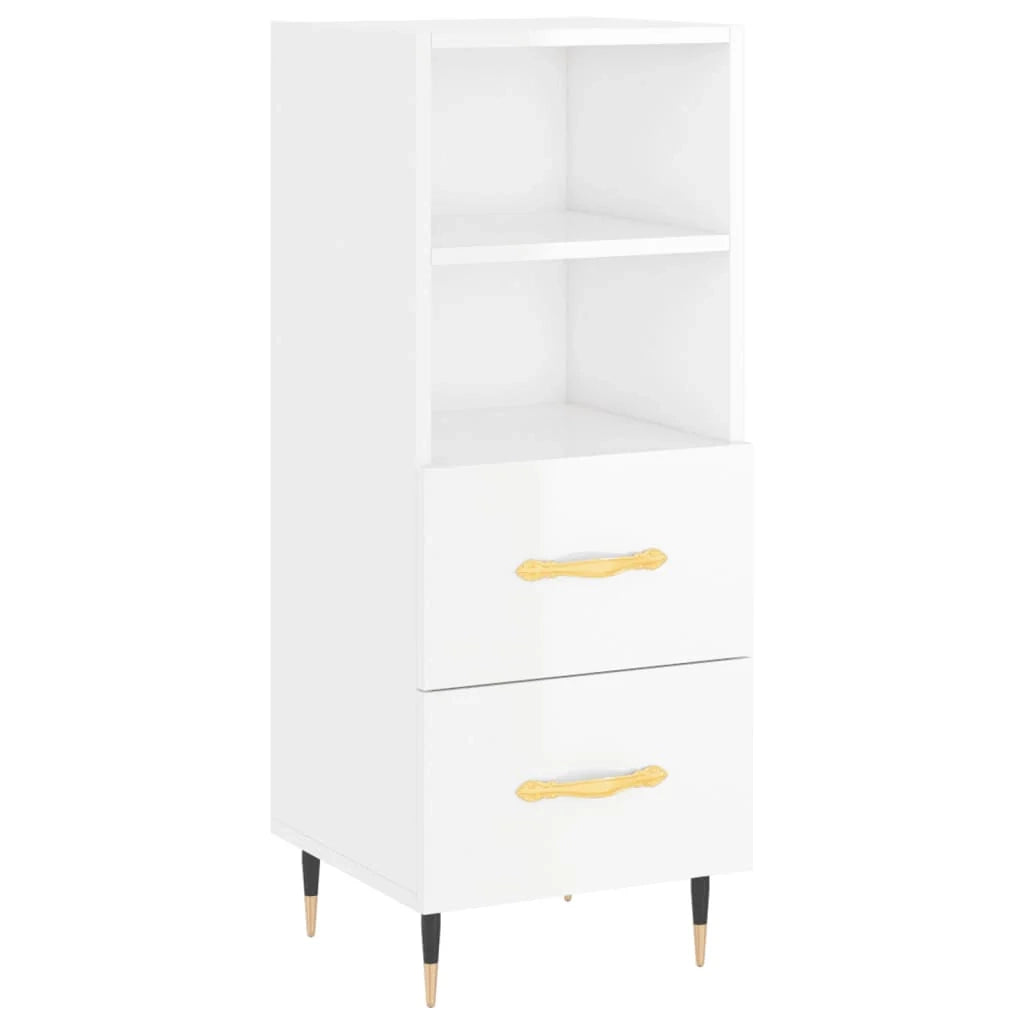 Buffet credenza cassettiera mobiletto mobile contenitore organizer per cucina soggiorno finitura lucida 34,5 x 34 x 90 cm legno ingegnerizzato bianco 02_0030603