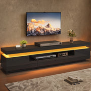 Mobile Porta TV 75 Pollici Nero Lucido 175 cm con LED e Cassetto