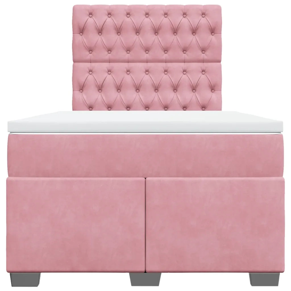 Giroletto a Molle con Materasso Rosa 120x200 cm in Velluto