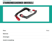 Protezione del volante universale - Accessorio per motocicli e biciclette - Lega di alluminio leggera - Rosso - Sicurezza - Adatto per motocicli e biciclette 

Modello: 
Tipo di materiale: 
Peso: 
Dimensioni: 
Compatibilità: