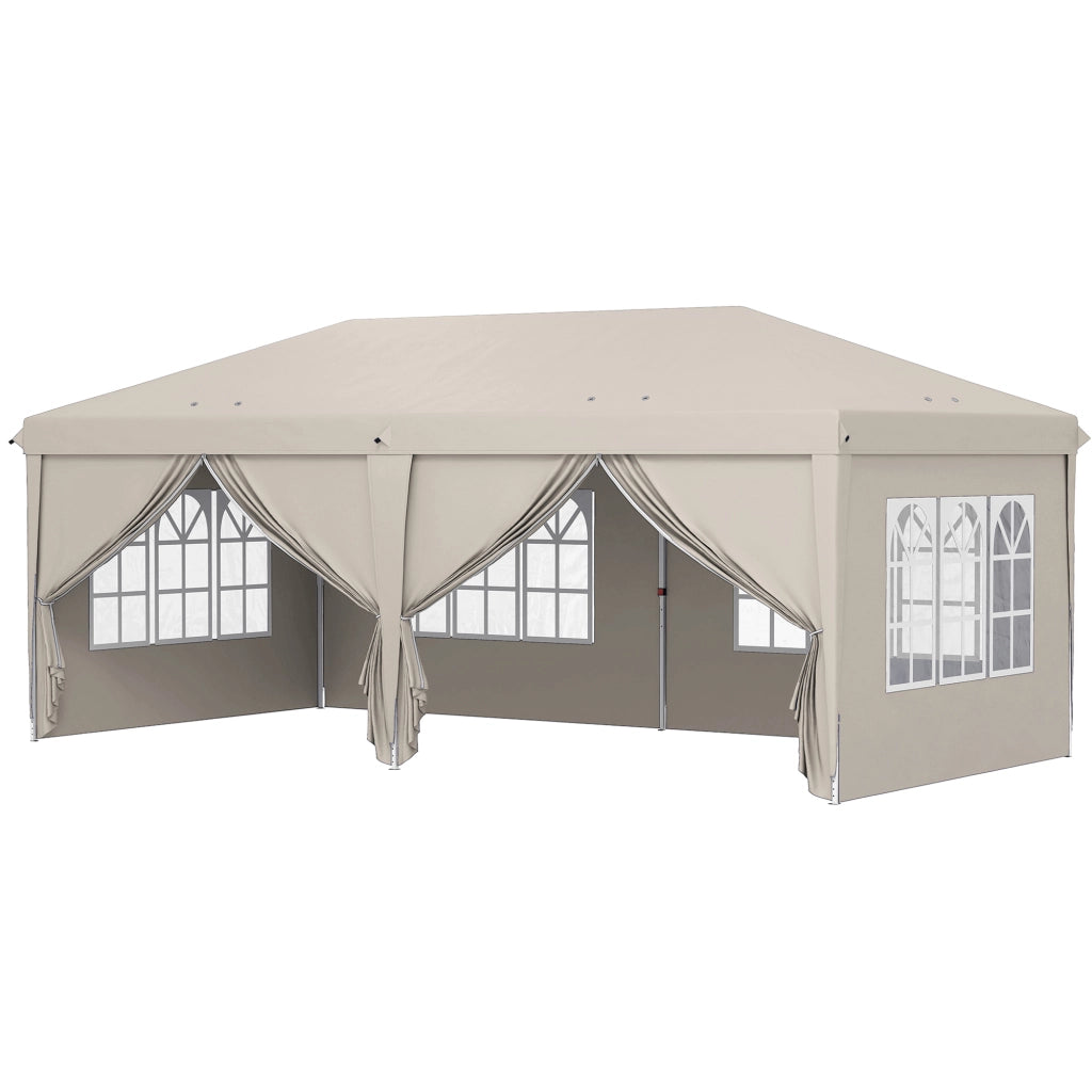 Tonnelle da giardino pieghevole 6x3m con paraventi UV ¨C zephmum ¨C beige