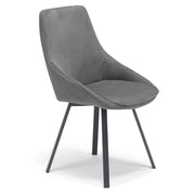 Sedia imbottita per sala da pranzo ASIA, design moderno, gambe in metallo finitura antracite, rivestimento in tessuto idrorepellente effetto scamosciato colore Grigio Fumo