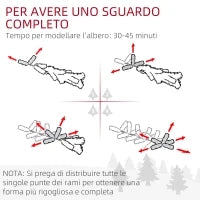 Albero di Natale Artificiale 180cm con 793 Rami, Luci LED e Rami Innevati, Verde