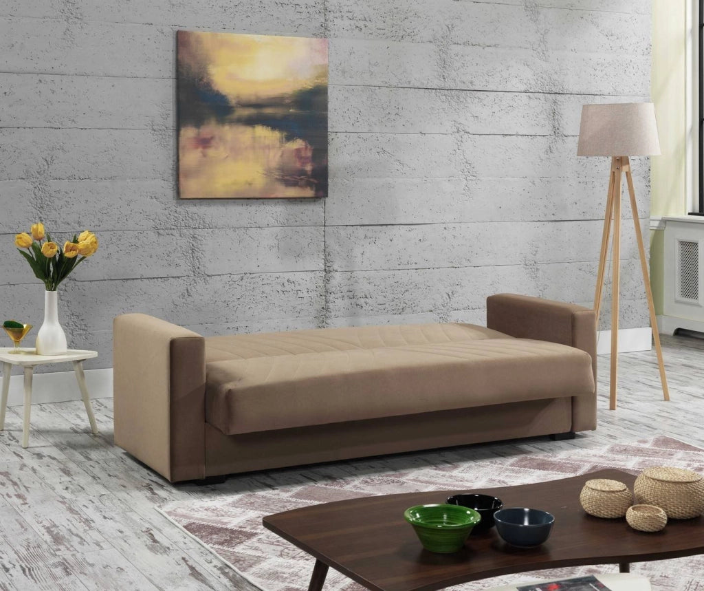 Adda, Divano Letto 3 Posti Contenitore, 81x214 cm Nero