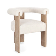 Sedia con Braccioli in Tessuto Bouclé e Struttura in Legno Nero - GORDON