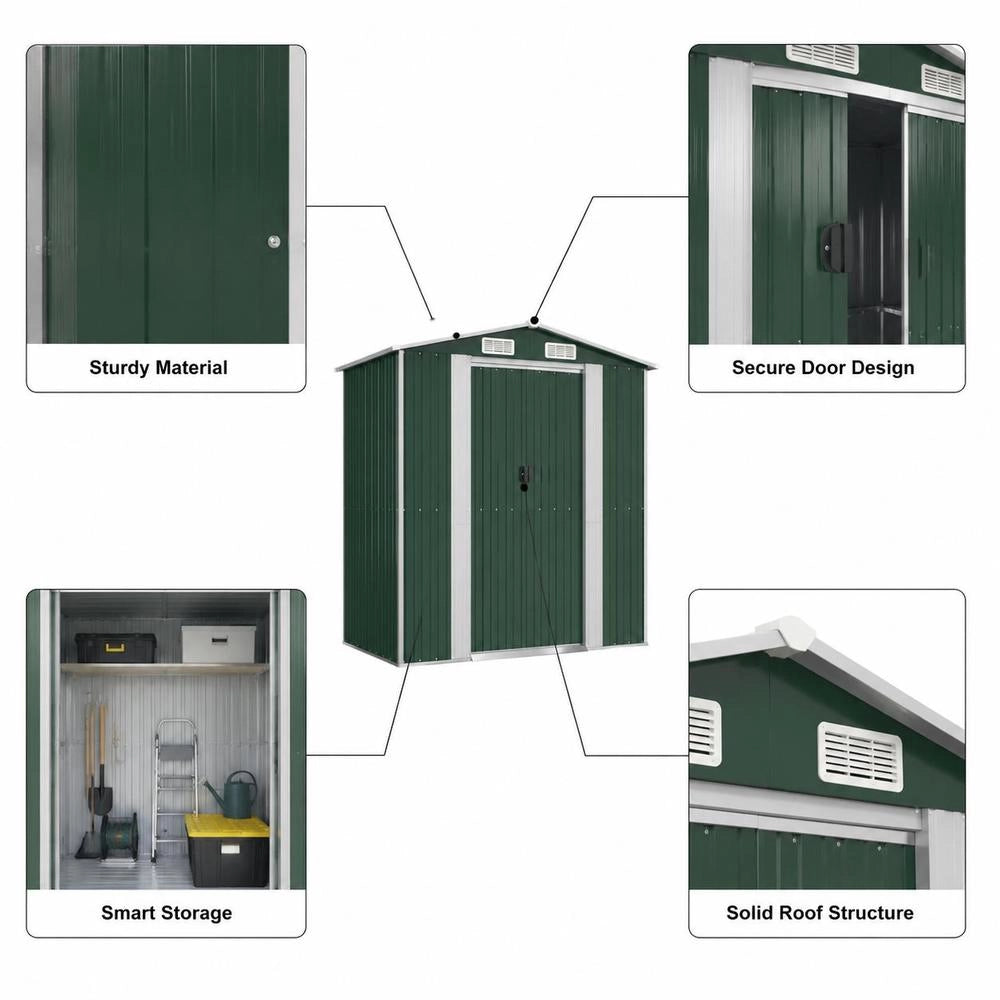 Garden Shed, Green, 192x108x223 Cm, Galvanized Steel