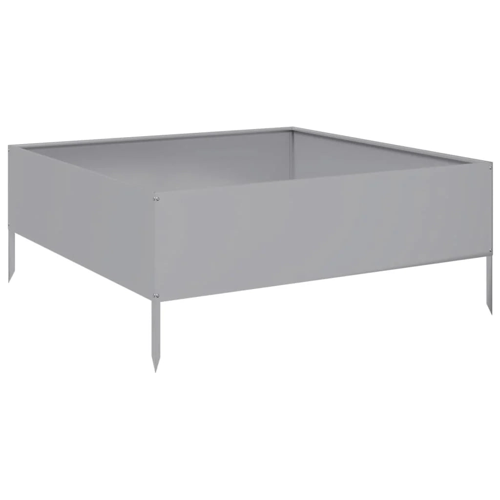 Fioriera rialzata per piante fiori patio giardino 100 x 100 x 25 cm acciaio inox argento 02_0039267