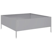 Fioriera rialzata per piante fiori patio giardino 100 x 100 x 25 cm acciaio inox argento 02_0039267