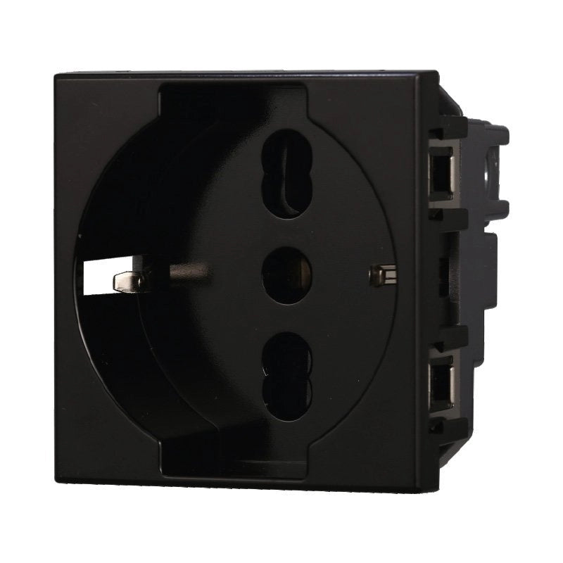 Presa Schuko 2P+T 16A Colore Nero Compatibile Con Bticino Axolute