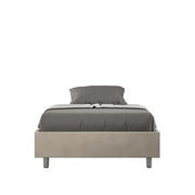 Letto matrimoniale francese con rete imbottito 140x210 microfibra sabbia Azelia