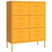 Mobile contenitore moderno con cassetti 80 x 35 x 101,5 cm acciaio color giallo senape 02_0046837