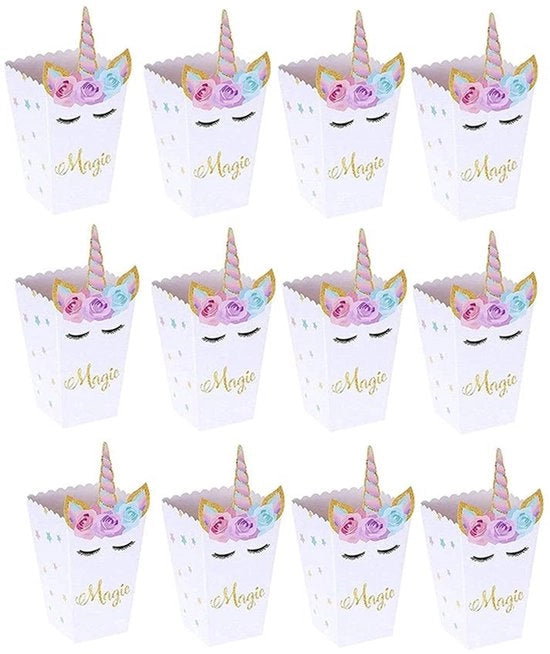 Scatole per Popcorn 12 pezzi - Contenitori di Cartone per Caramelle - Confezioni di Snack per Feste - Ideali per Feste di Compleanno/Spettacoli di Cinema - Piatti di Carta da Sprecare - Applicazioni Varie - Scatole di Caramelle