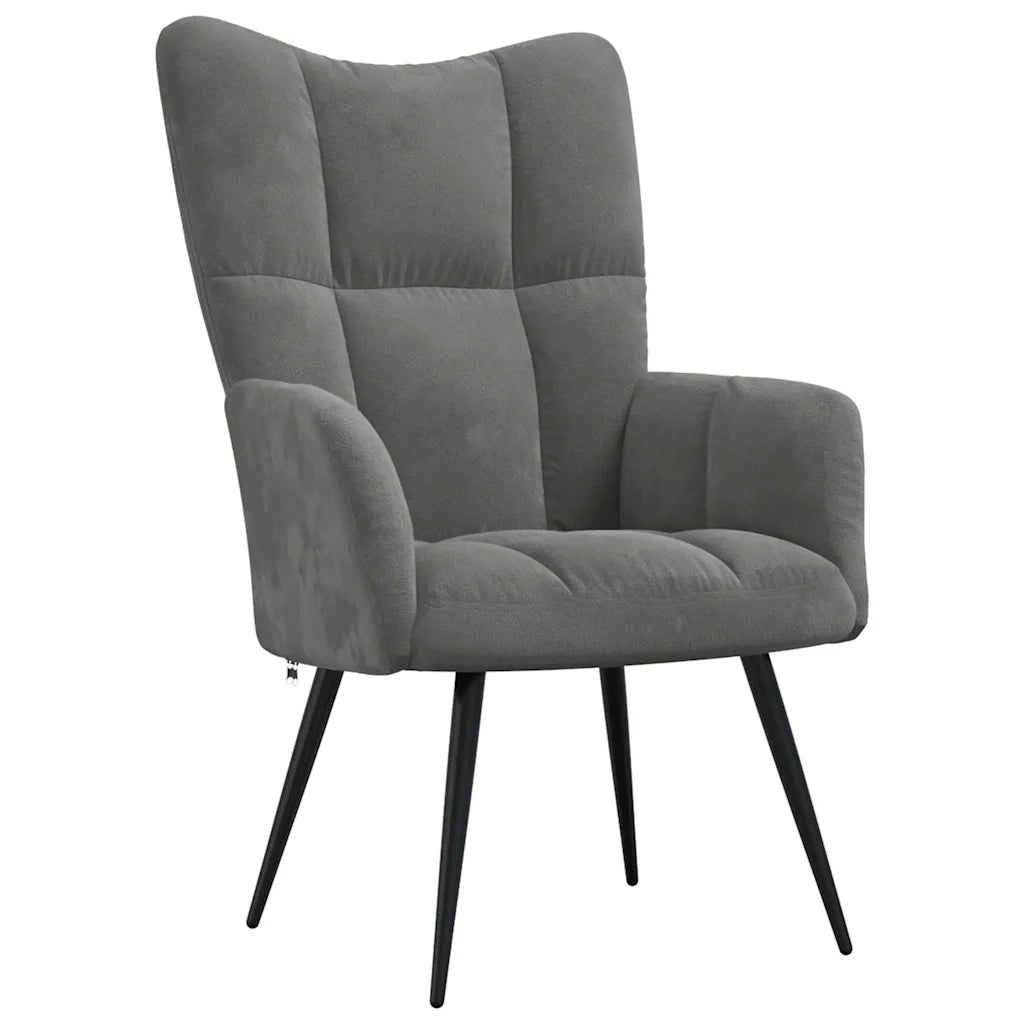 Poltrona Relax con Poggiapiedi Grigio Scuro in Velluto 328085