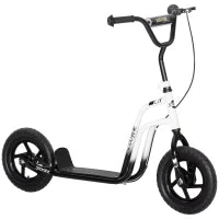 HOMCOM Monopattino per Bambini 5-12 Anni con Freno, Cavalletto e Manubrio Regolabile, 129x52x80-88 cm, Bianco e Nero