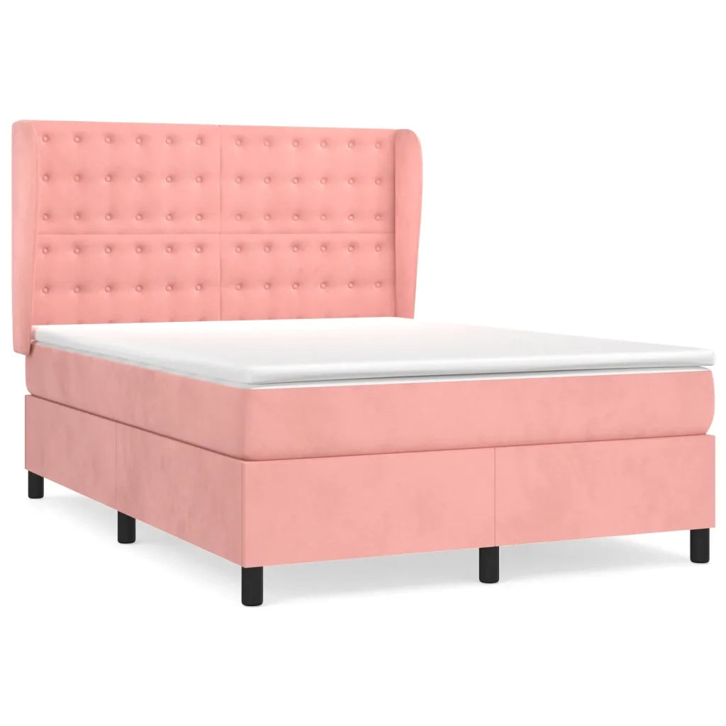 Giroletto a Molle con Materasso Rosa 140x200 cm in Velluto 3129458