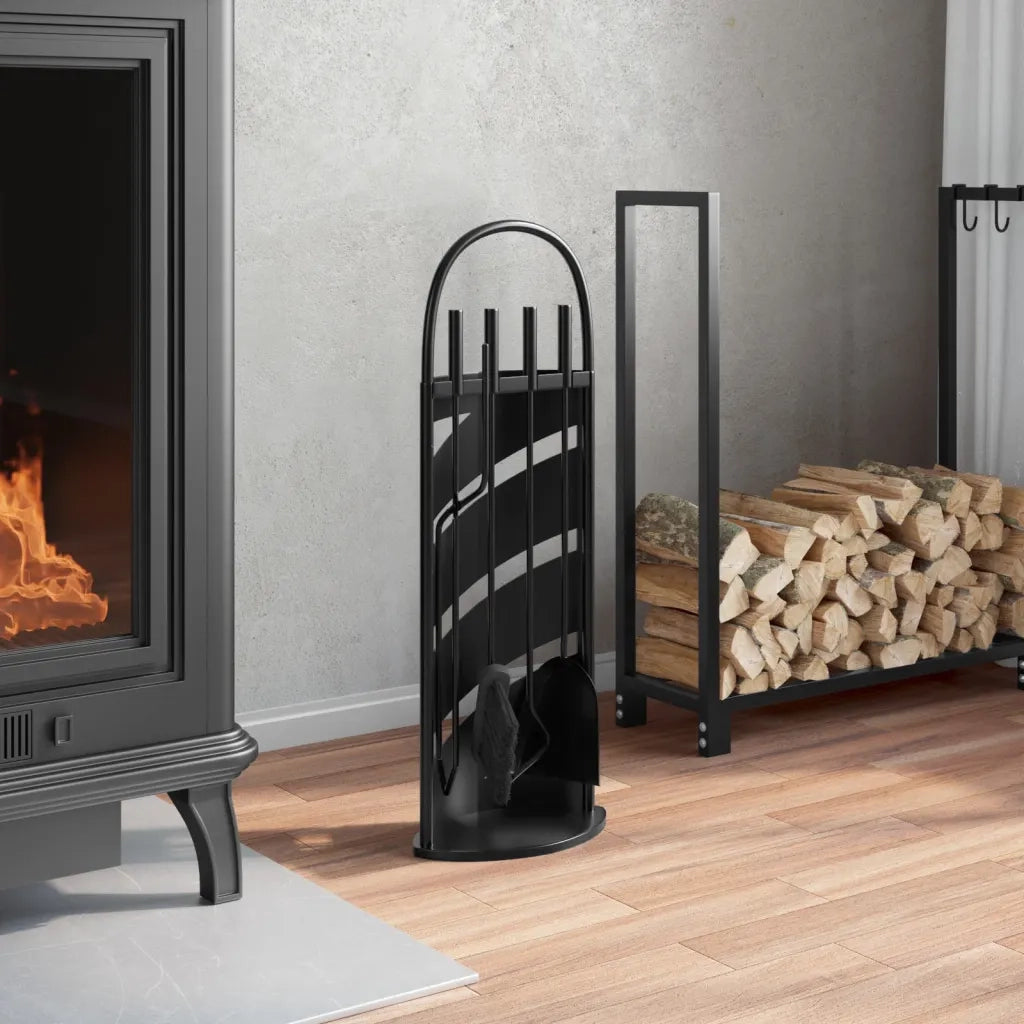 Set di attrezzi per camino 5 pezzi 23x15x66 cm in acciaio 156378