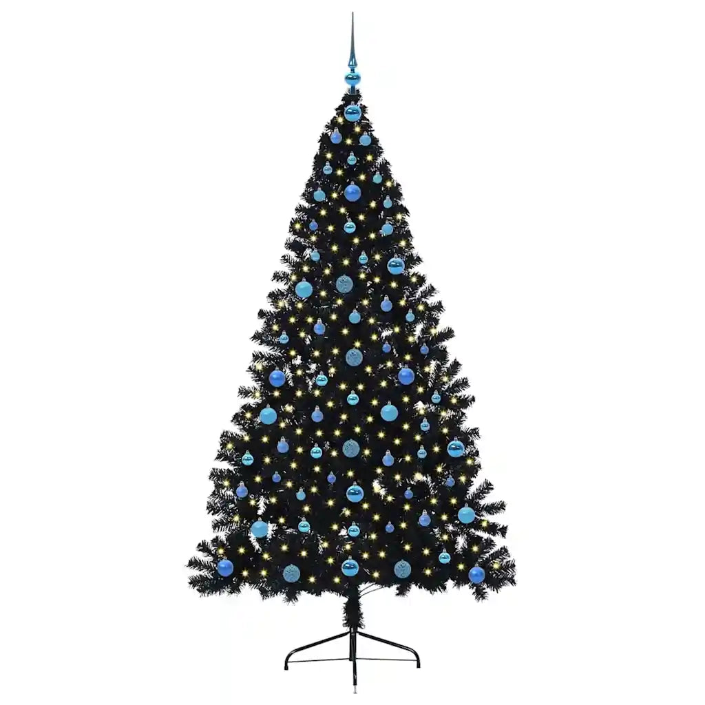 Albero di Natale artificiale con luci integrate Nero 210 cm PVC 3397161