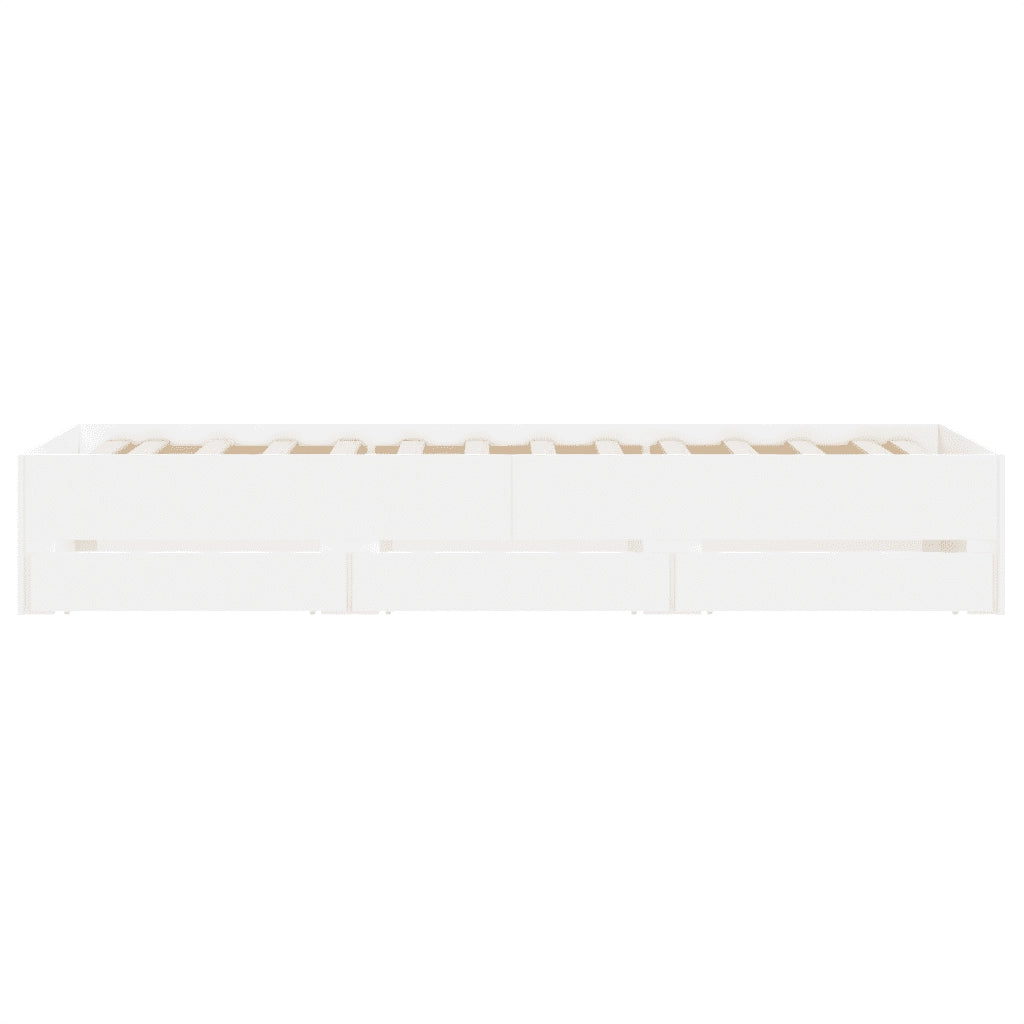 Giroletto con Cassetti-Struttura Letto con contenitore Bianco 100x200 cm in Legno Multistrato 688122
