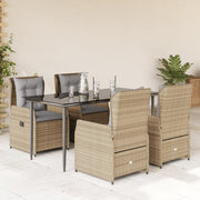 Set da Pranzo da Giardino 5 pz con Cuscini Beige in Polyrattan 3262871