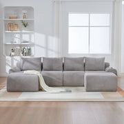 DIVANO modulare 4 posti 333x174x80 cm in corduroy grigio chiaro