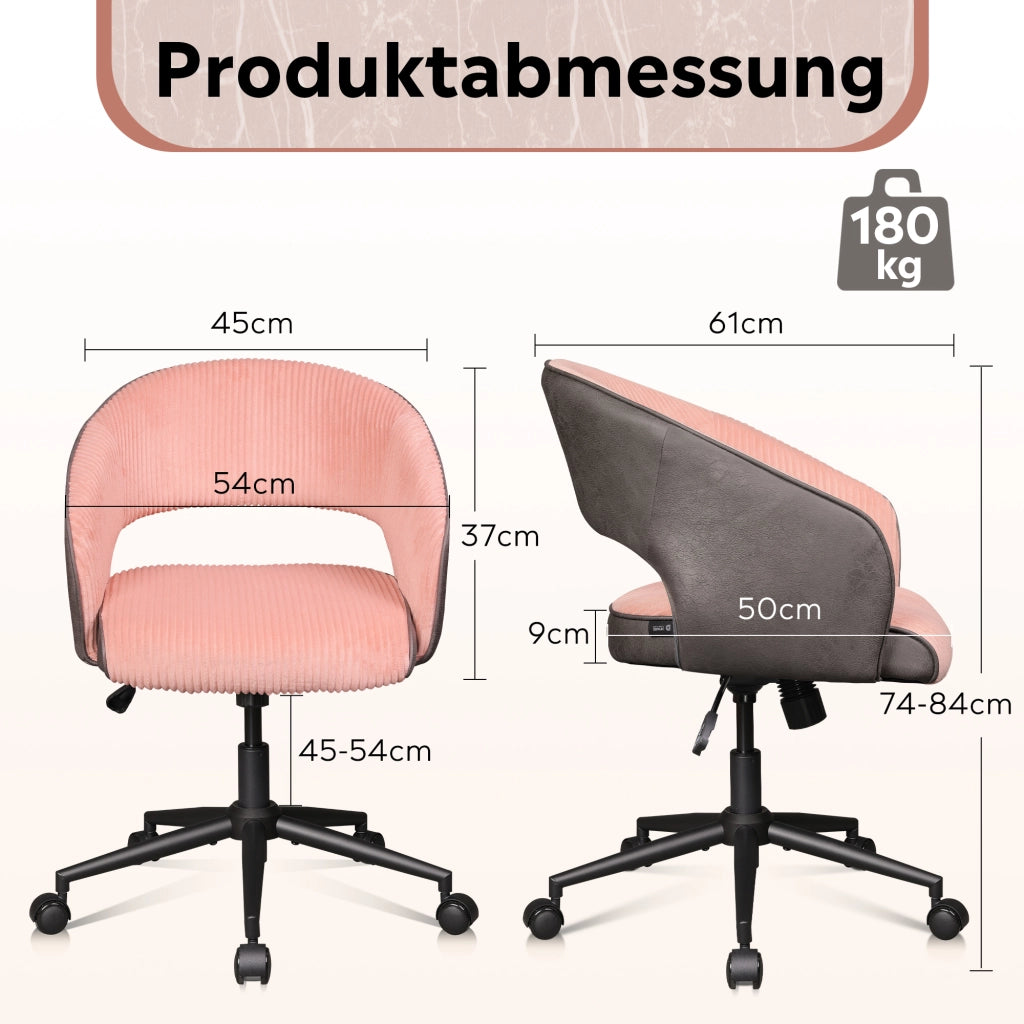 Sedia da ufficio imbottita regolabile in altezza ¨C zephmum ¨C Tessuto e similpelle bianco e grigio scuro