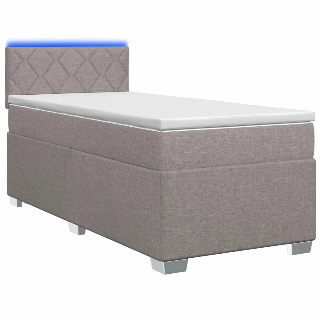 Letto con Box Spring, Materasso e LED Tortora 80 x 200 cm 3451823