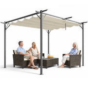 Pergola Gazebo Retrattile da Giardino 3x4 Metri Beige Anti UV e Impermeabile