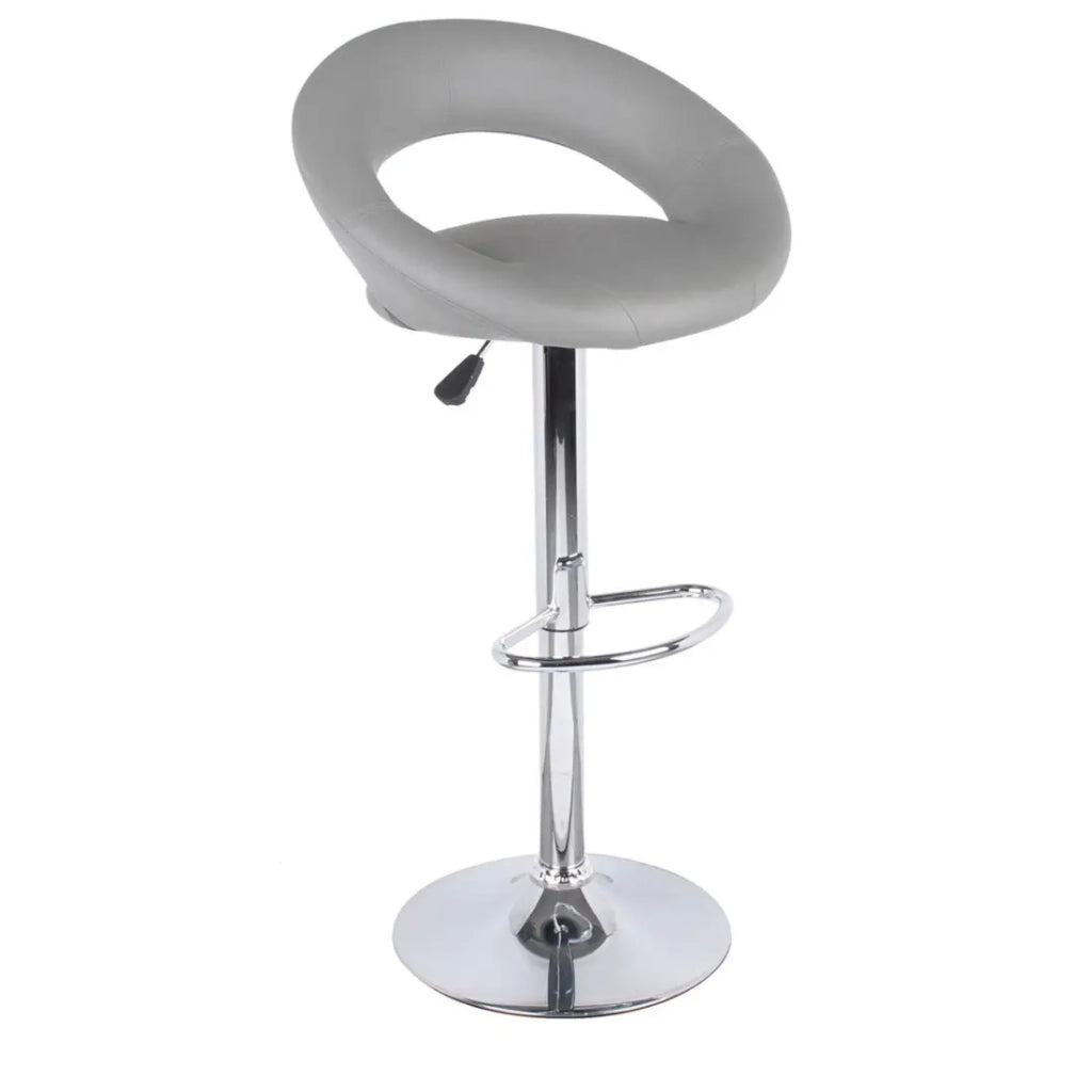 Set di 2 sgabelli da bar regolabili in altezza 77-97 cm - Seduta in similpelle PU grigia, piede in metallo grigio, diametro 40 cm