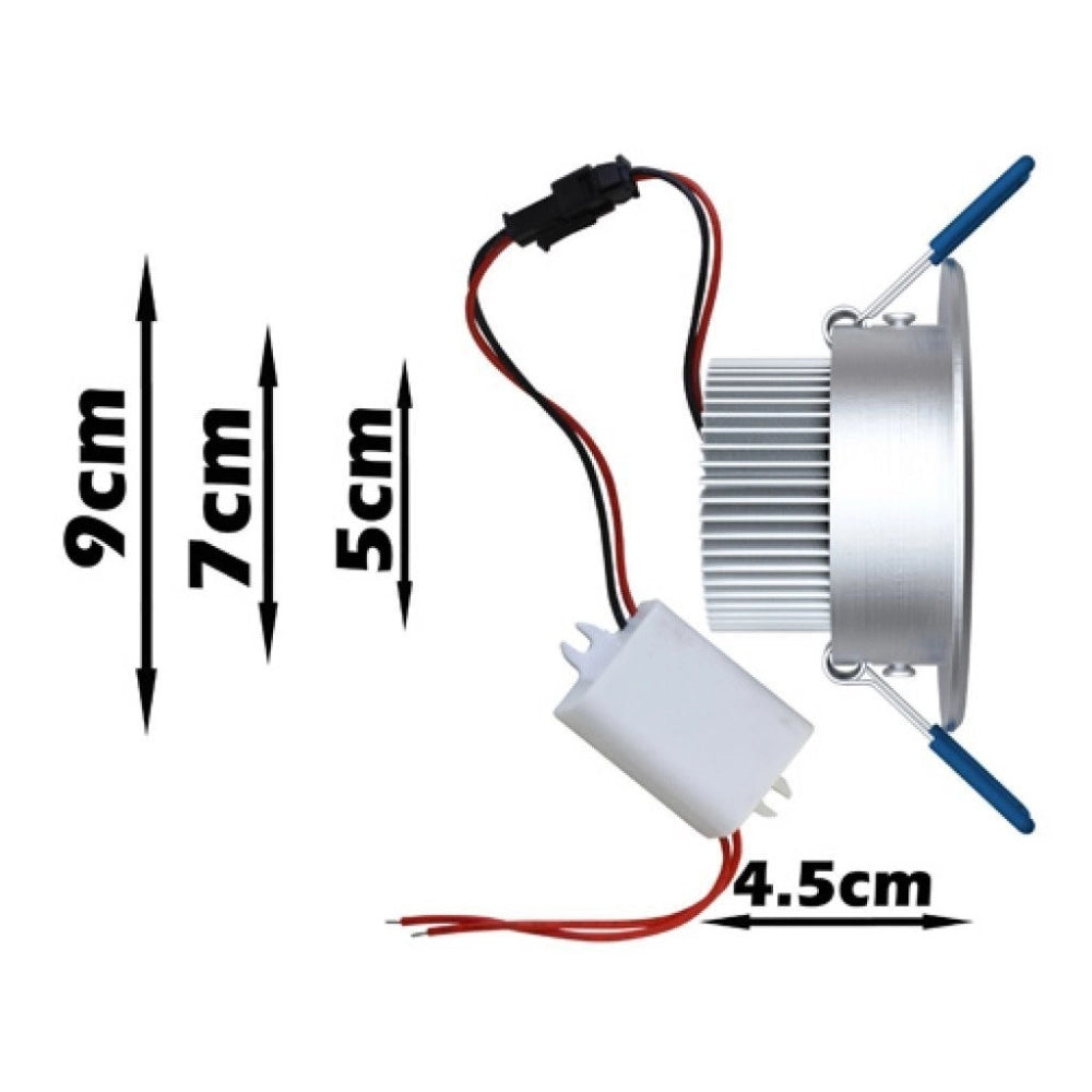 Trade Shop - Faretto 3 Led 3 W Ad Incasso Con Alette A Molla Rotondo Luce Fredda O Calda -