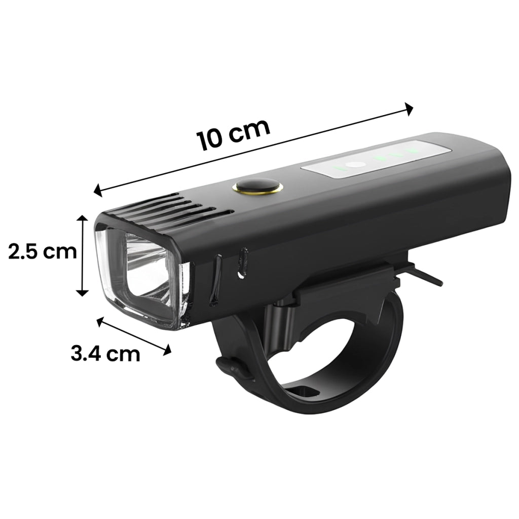 Faro per bicicletta LED 350 Lumen con sensore di luce ricaricabile Nero Avizar