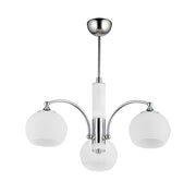 Lampada a sospensione moderna cromata vetro bianco 3xE27