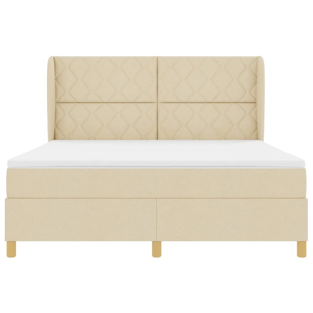 Letto a molle con testiera Crema 200 x 180 cm Tessuto 3340835