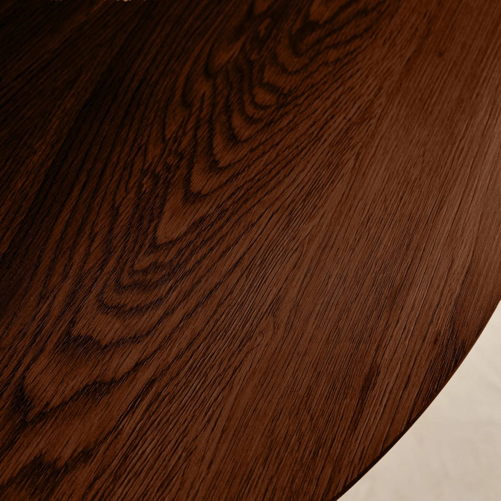 Tavolo da pranzo rotondo effetto legno con gambe in metallo nero 4