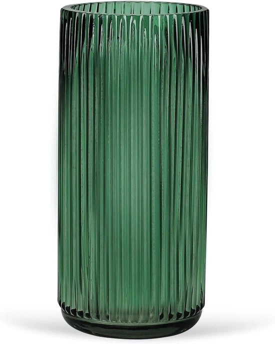 Vaso Cilindrico Moderno per Fiori - Vaso per Tavolo - Decorazione Verticale Perfetta - Vaso per Fiori di Alta Qualità (Verde 25 cm)