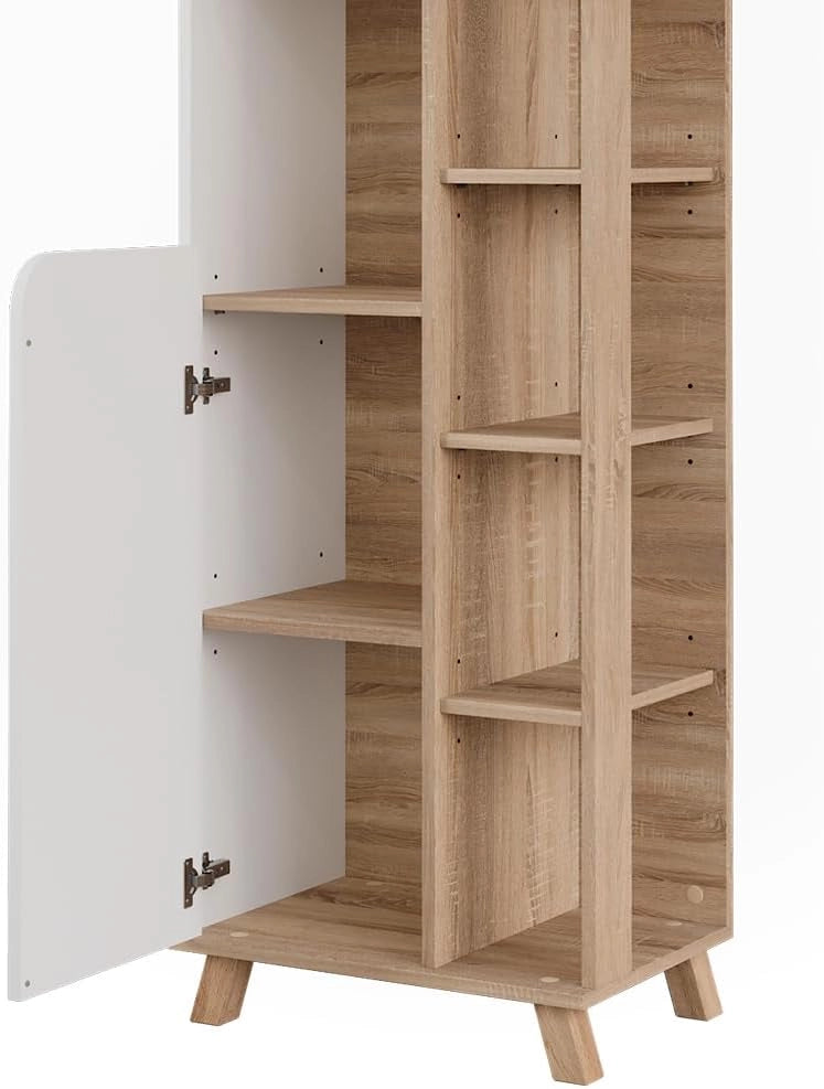 Mobile da bagno Karen, Sonoma/Bianco, 50 x 175 cm con 2 porte, per la conservazione di articoli da bagno e asciugamani
