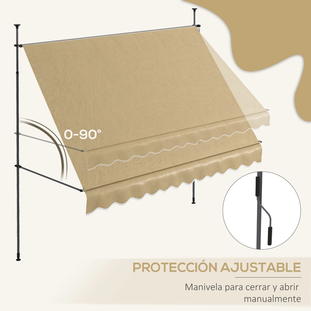 Tenda da Esterno Manuale Retrattile con Manovella ¨C Zephmum ¨C Beige 300x120x210-300 cm