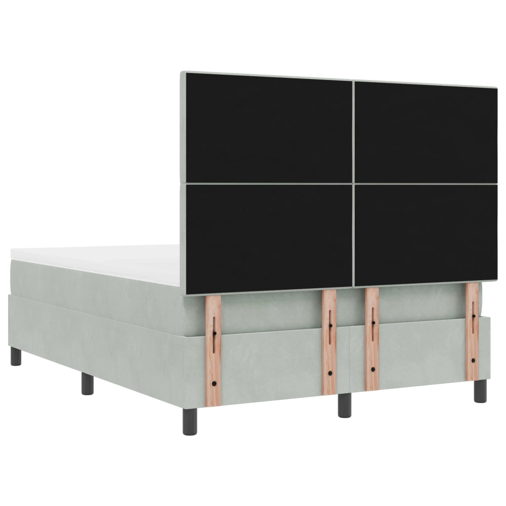 Letto Box Spring con Materasso e Luce LED Grigio Chiaro 140x190 cm Velluto