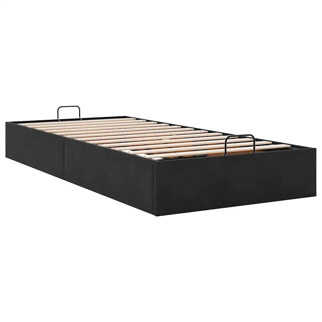 Struttura Letto Pouf Senza Materasso Nero 90x200 cm Velluto