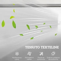 Panchina a Dondolo da Giardino a 3 Posti in Metallo e Tessuto a Rete Traspirante, 147x70x85cm, Beige