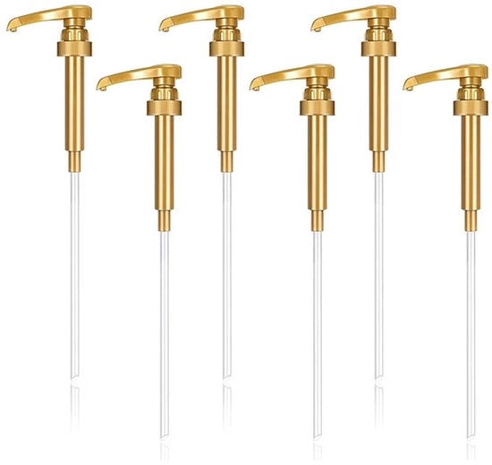 Dispensatore di Siroppo Reutilizzabile 6 pezzi - Doseatore di Siroppo - Siroop Pomp - Adatto per 500 ml/1000 ml - Lunghe Sanguisughe - Dispensatore di Siroppo