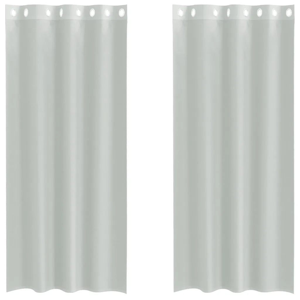 Tende in Voile con Occhielli 2 pz Grigio Chiaro 140x245 cm