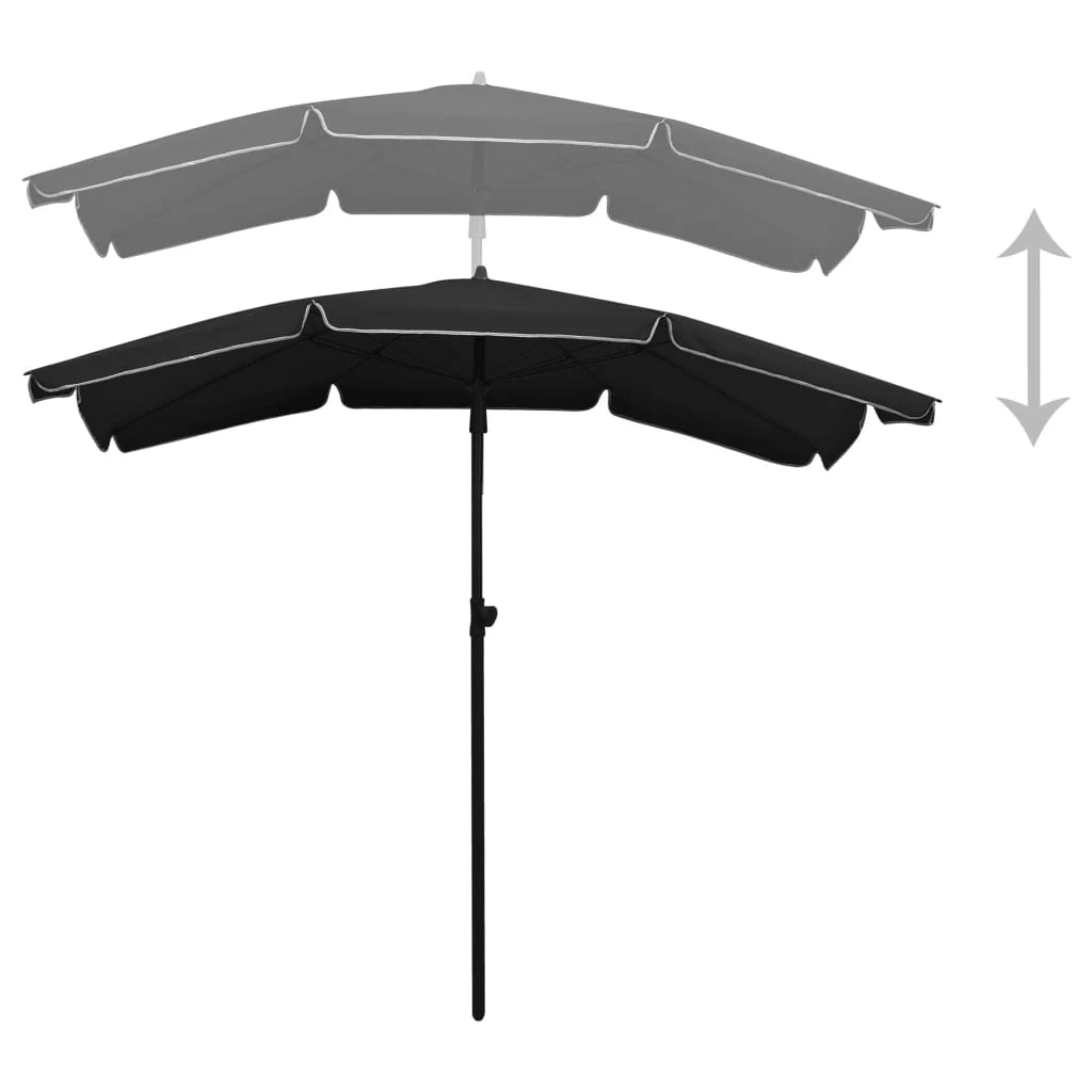 Ombrellone da giardino con palo 200 x 130 cm nero 02_0008318