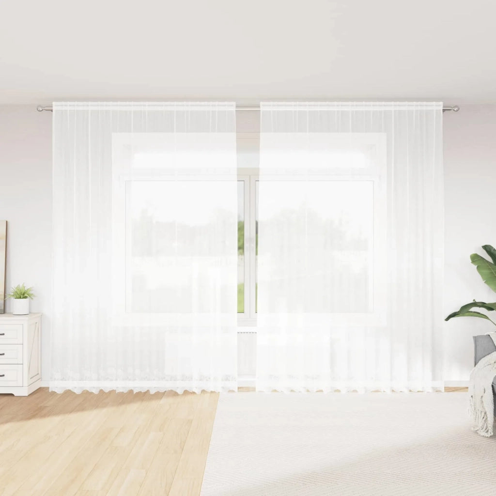 Tenda in Pizzo con tende Bianco 280 x 300 cm Poliestere 4107902