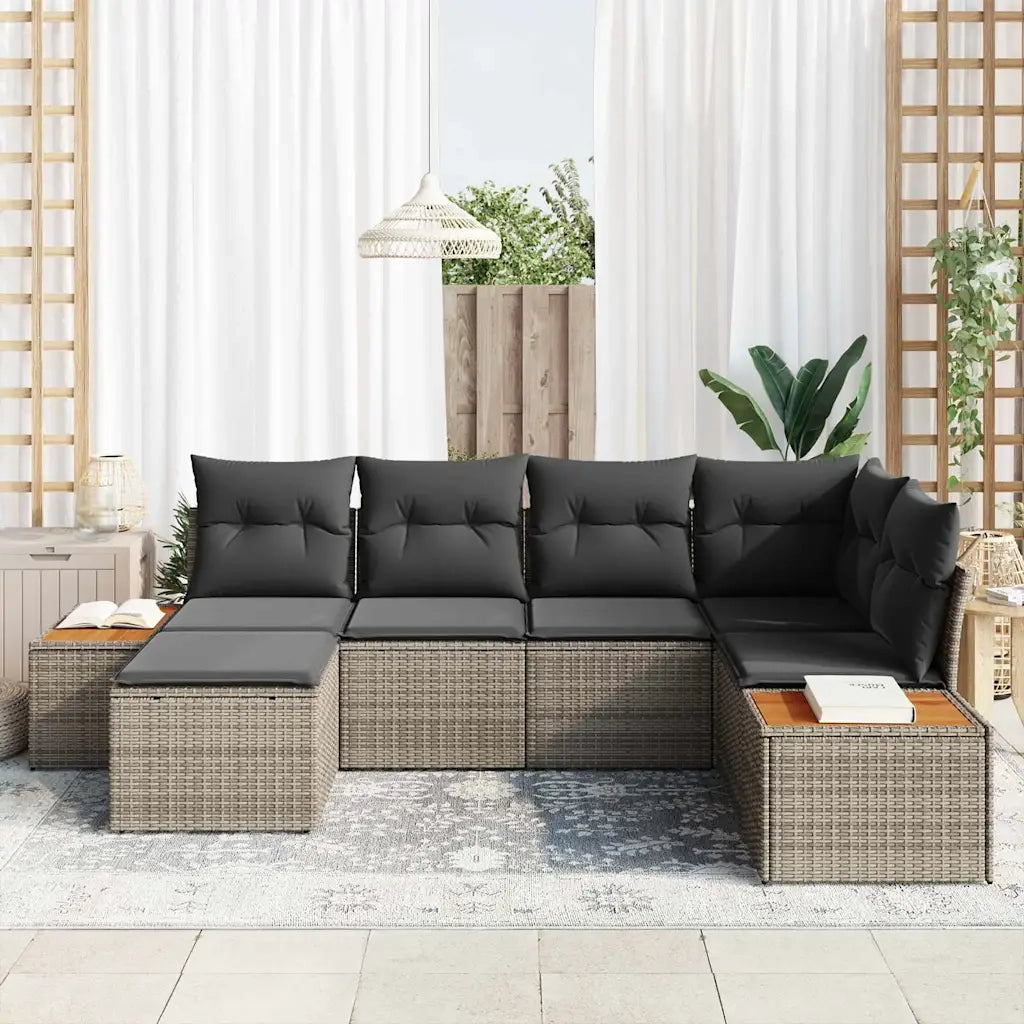 Set Divano da Giardino con cuscino 7 pcs Grigio Polyrattan 3356789
