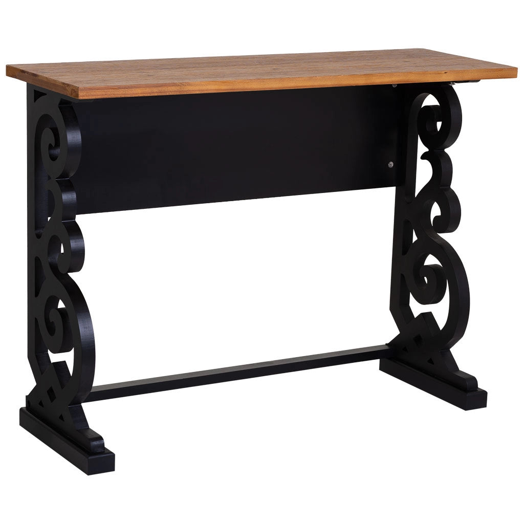 Mobile da ingresso in legno laccato nero invecchiato 106x36x79h cm